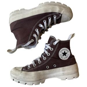 Brown Lugged Platform Custom High Top Converse